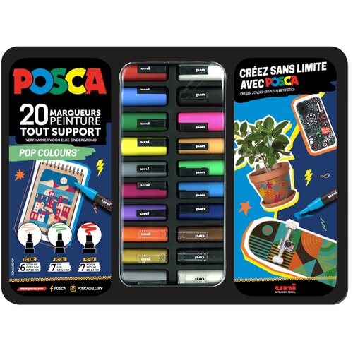 POSCA Pigmentni markerji POP COLORS, kovinska škatla 20 kom, (21655615) Cene