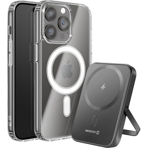 Swissten Paket MagSafe iPhone 14 Pro Max z dvomaterialnim ohi&amp;scaron;jem in powerbankom 5000 mAh, (5000308987) Slike