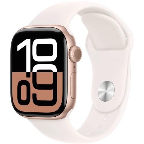 Apple Watch Series 10 GPS 42mm S/M iz v MWWH3QF/A Ohišje aluminija rožnati trak barvi, športni v bledi roza barvi.