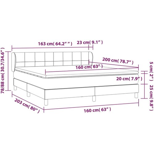  Krevet s oprugama i madracem tamnosivi 160x200 cm bar&amp;scaron;unasti Slike