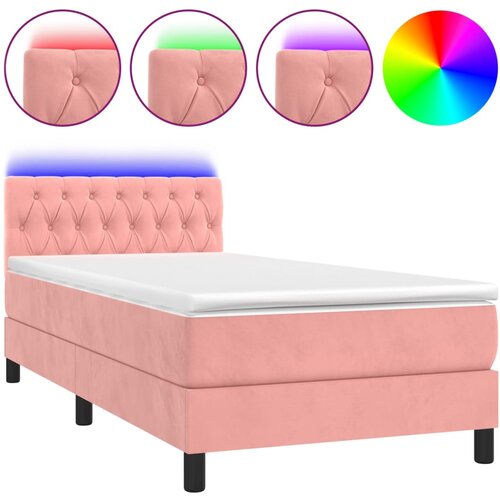 Maison Chic Box spring postelja - Vzmetna postelja z vzmetnico LED roza 90x200 cm žamet SL22585, (21891716) Slike