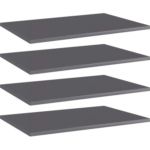 Police za knjige 4 kom visoki sjaj sive 60x40x1,5 cm od iverice Slike