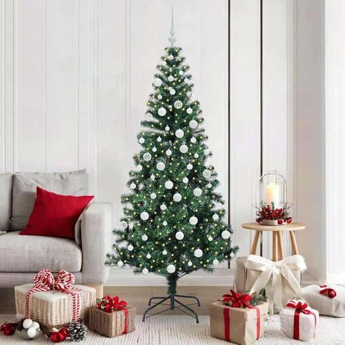 vidaXL Umjetna preddekorirana božićna jelka med 300 LED Zelena 180 cm Cene