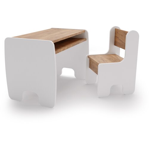 Kobi Furniture Komplet otroške mize in stola - bela/hrastova lesna barva z zlato barvo, (21960922) Cene