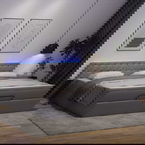 vidaXL Otomanski okvir kreveta s madracem sivi 160x200cm umjetna koža Cijene