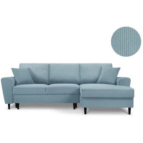 Kooko Home svijetloplava kutna sofa od samta Jazz, desni kut Slike