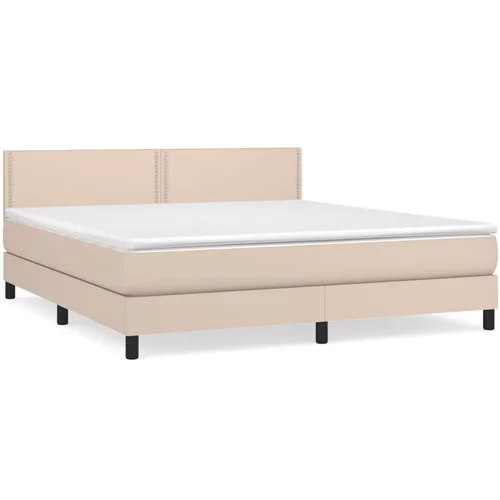 vidaXL Box spring postelja z vzmetnico kapučino 160x200cm umetno usnje, (20895714)
