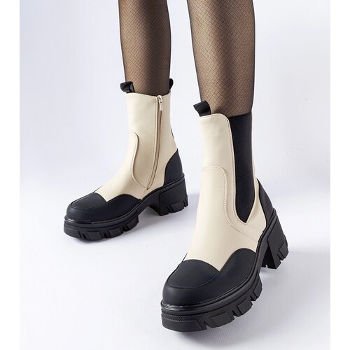 Gemre Beige and black slip-on chunky boots Mafalda Cene