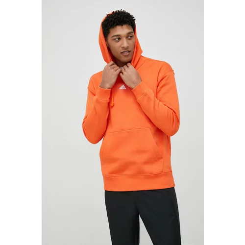 Adidas Bluza moška, oranžna barva, s kapuco