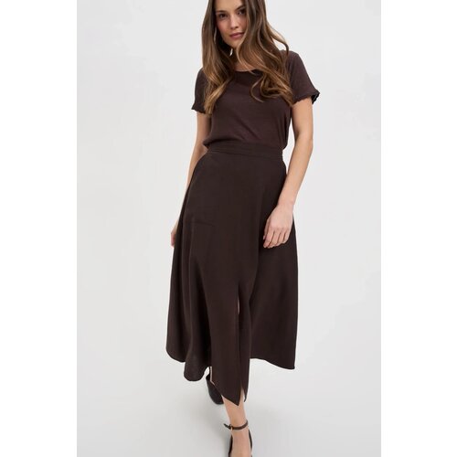 Marisse Brown Skirt With A Slit Cene