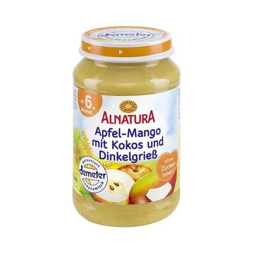 Alnatura bio otroška hrana - jabolka in mango s kokosom in pirinim zdrobom Cene