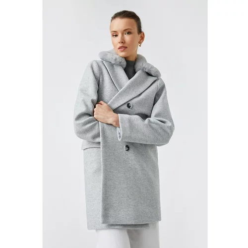 Koton Women's Dark Gray Melange Coat