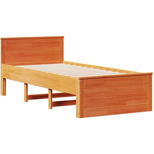 VidaXL Okvir kreveta bez madraca s uzglavljem 100x200 cm od borovine Slike