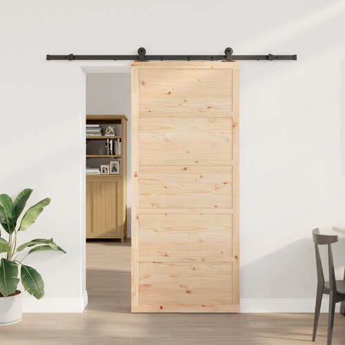 vidaXL Drsna vrata Rjava 90 x 208 cm Trdna borovina Cene