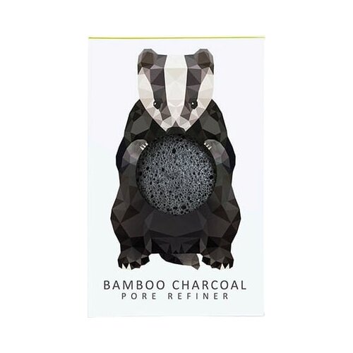 The Konjac Sponge Company konjac Mini Pore Refiner Woodland Badger with Bamboo Charcoal Slike