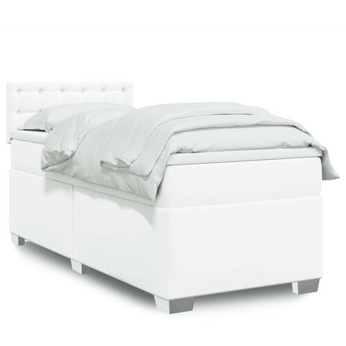 vidaXL Box spring postelja z vzmetnico bel 90x190 cm umetno usnje Cene