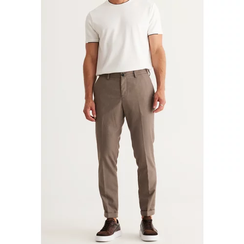 ALTINYILDIZ CLASSICS Men's Mink Slim Fit Slim Fit Side Pockets Elastic Waist Classic Fabric Trousers