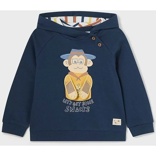 Mayoral Pulover za dojenčka mornarsko modra barva, s kapuco