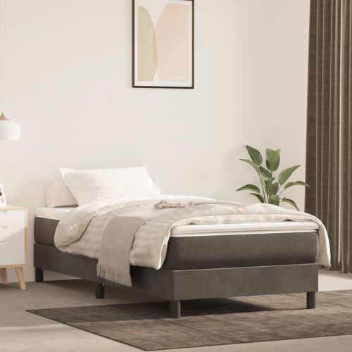 VidaXL Vzmetnica z žepkasto vzmetjo temno siva 100x210x20 cm žamet Slike
