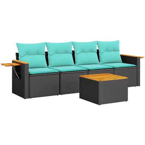  5-dijelni set vrtnih sofa od poliratana s jastucima crni Slike