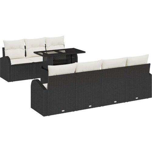  Set od 8 dijelova Vrtni Sofa s Jastučićima Crni Poly Ratan  Dvosedni Vrtni Sofa sa Skladištem i Jastučićima Crni Poly Ratan Cijene