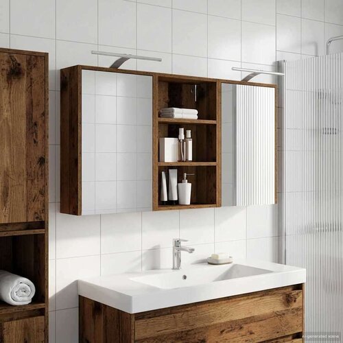  Komplet omaric za kopalnico s polico 3 pcs 126 x 16 x 62,5 cm, (5000246219) Cene