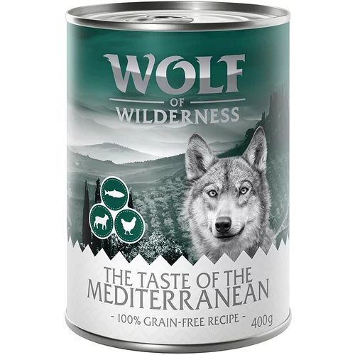 Wolf of Wilderness Ekonomično pakiranje "The Taste Of" 12 x 400 g - The Mediterranean - janjetina, piletina, pastrva