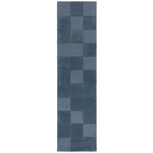 Flair Rugs Tamno plava ručno rađena vunena staza 60x230 cm Checkerboard –