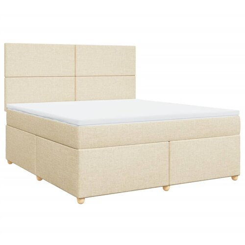 vidaXL Box spring postelja z vzmetnico krem 180x200 cm blago, (21305084) Cene