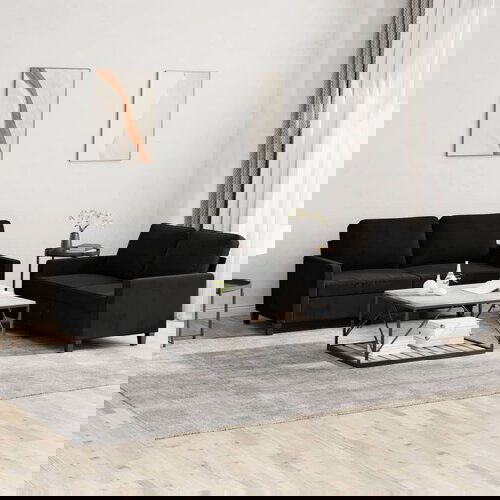 VidaXL 2-dijelni set sofa s jastucima crni bar&amp;scaron;unasti Slike