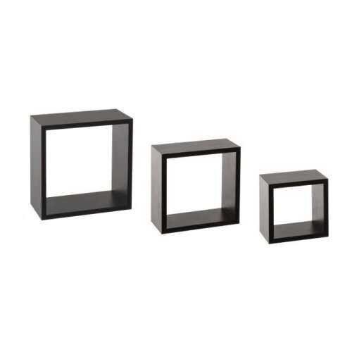 Five zidna polica kocka 3 kom 15x9x15, 20x9x20, 25x9x25cm mdf crna ( 138956a ) Cene