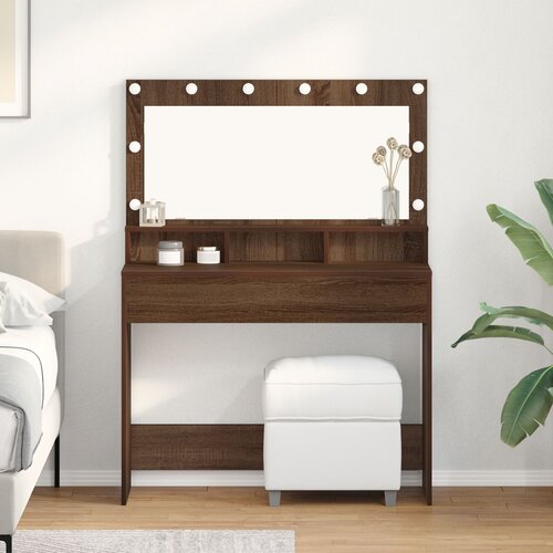 VidaXL rjava hrast lesna plo&amp;scaron;ča 100 x 41 x 135 cm toaletna miza Slike