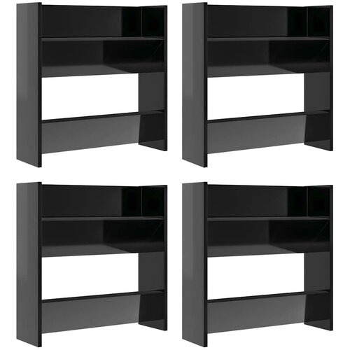  Zidni ormarići za cipele 4 kom sjajni crni 60x18x60 cm drveni Slike