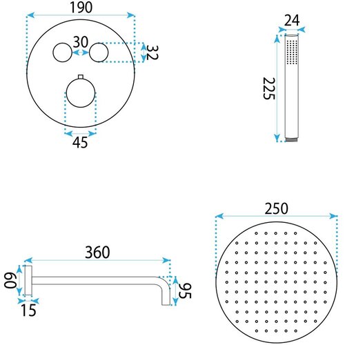 REA Bath Podžbukni tu&amp;scaron; set Rea Lungo Diamond Copper + BOX Slike