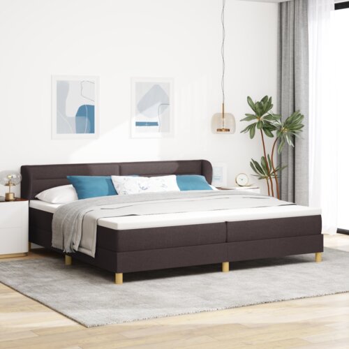  Postelja z vzmetnico - Temno rjava - 200x200 cm - Tekstil, (22052429) Cene