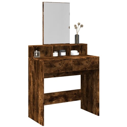 The Living Store Toaletna mizica z ogledalom dimljen hrast 80x41x144,5 cm - Toaletna Mizica, (21671120) Slike