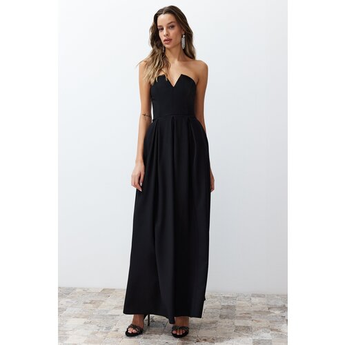 Trendyol Black Woven Long Evening Dress Slike
