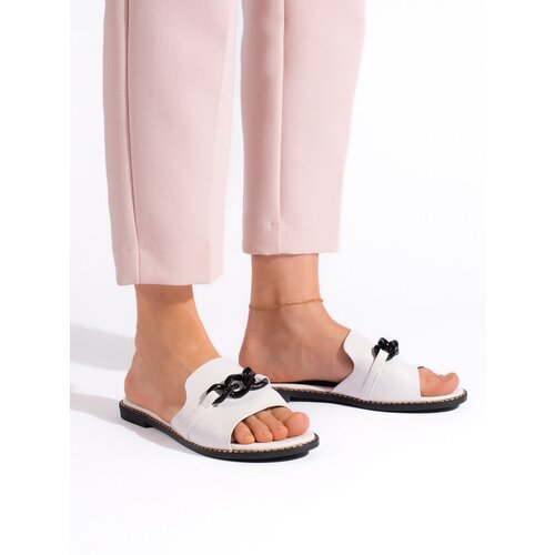 GOODIN Women&amp;#039;s white flat flip flops Slike
