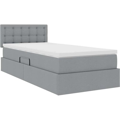  Krevet s madracem i skladi&amp;scaron;tem Svijetlo siva 90 x 200 cm - Svjetlosiva 90 x 200 cm Gumbi Slike