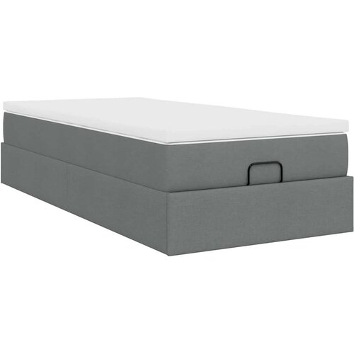 VidaXL otomanski okvir kreveta s madraca tamnosivi 90x200cm od tkanine Slike