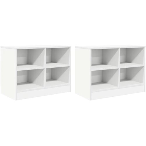  Ormarić za krevet s policom 2 kom. Bijela 66 x 33 x 48 cm - Bijela Slike