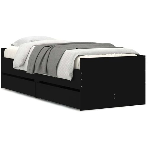 VidaXL Okvir kreveta s ladicama crni 90 x 190 cm Slike