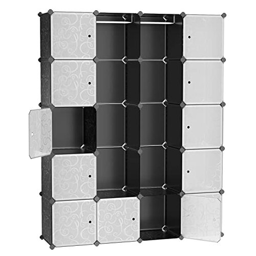 Songmics Omara z 2 obešaloma za oblačila 180 x 145 x 37 cm Črna, Schwarz, 143 x 178 x 36 cm, (21387870) Cene