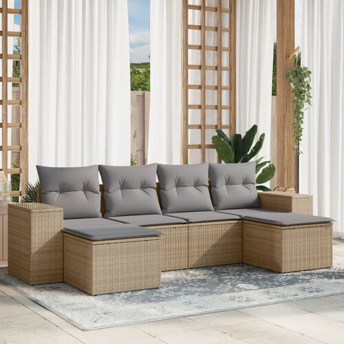  6-dijelni set vrtnih sofa od poliratana s jastucima Slike