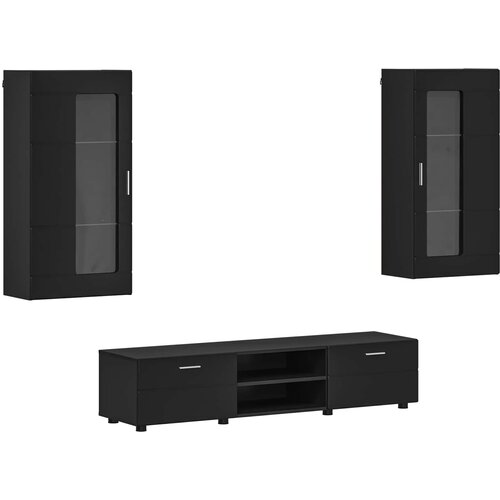  Set TV komoda s ladicama FLORIN 3 pcs Crna Konstruirano drvo Slike