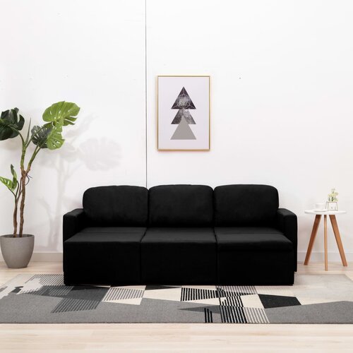 vidaXL Modularni trosjed od tkanine crni Cijene