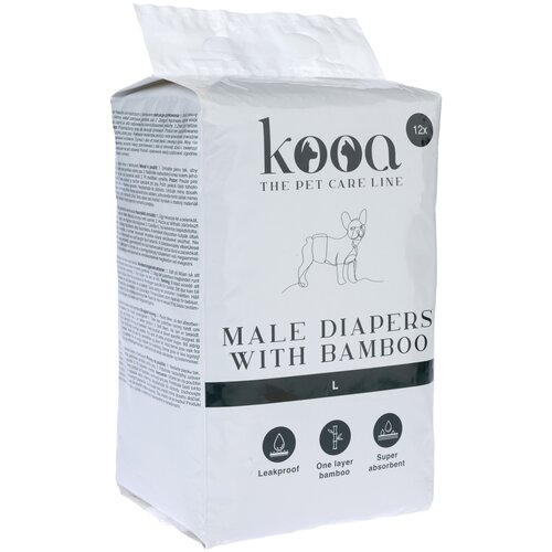 Kooa pelene s bambusom za mužjaka psa - Veličina&amp;nbsp;M: 40 - 53 cm, 12 komada Slike