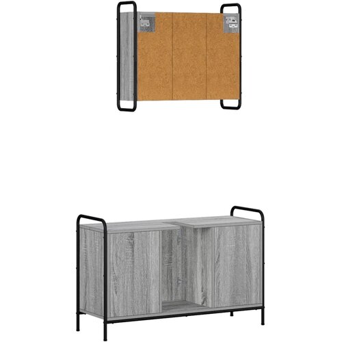  Set ormarića za kupaonicu 2 kom. Siva Sonoma 65 5 x 34 x 61 cm - Siva Sonoma Kuhinjska elemenata (1 vrata i 2 police) + viseći o Slike