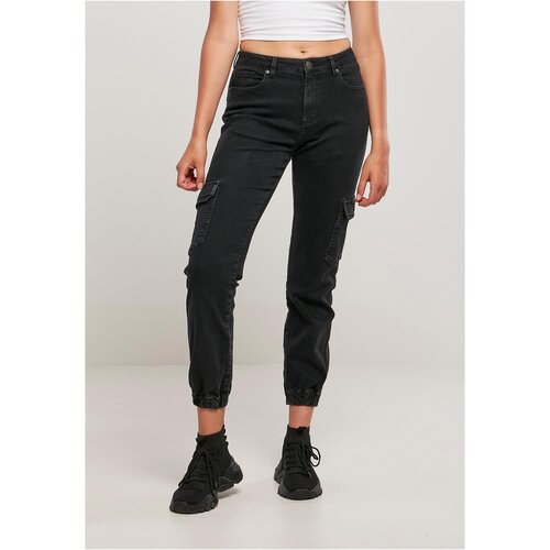 UC Ladies Women's Organic Stretch Denim Cargo Pants Black Washed Cene