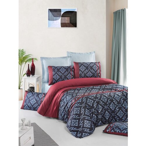  leena redblacklight blue satin super king quilt cover set (eu) (it) Cene